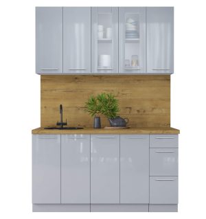 ГОТОВАЯ КУХНЯ ПЛАСТИК 1,5Б (ТУМАННЫЙ ГЛЯНЕЦ/ ТУМАННЫЙ ГЛЯНЕЦ)