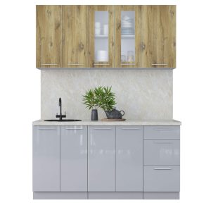 ГОТОВАЯ КУХНЯ ПЛАСТИК 1,6Б (ДУБ ЭПОКСИД/ ТУМАННЫЙ ГЛЯНЕЦ)