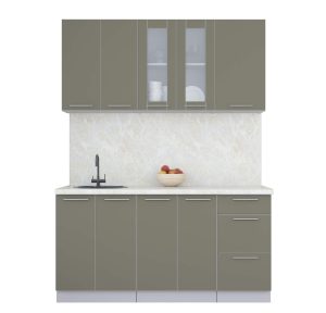 ГОТОВАЯ КУХНЯ ПЛАСТИК 1,6Б (КВАРЦЕВЫЙ/ КВАРЦЕВЫЙ)