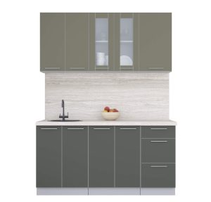 ГОТОВАЯ КУХНЯ ПЛАСТИК 1,6Б (КВАРЦЕВЫЙ/ ШТОРМ)