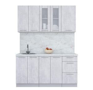 ГОТОВАЯ КУХНЯ ПЛАСТИК 1,6Б (ОКСИД СВЕТЛЫЙ/ ОКСИД СВЕТЛЫЙ)