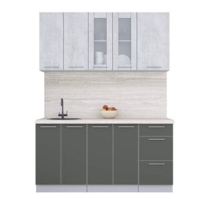 ГОТОВАЯ КУХНЯ ПЛАСТИК 1,6Б (ОКСИД СВЕТЛЫЙ/ ШТОРМ)