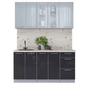 ГОТОВАЯ КУХНЯ ПЛАСТИК 1,6Б (ТУМАННЫЙ ГЛЯНЕЦ/ АНТРАЦИТ)