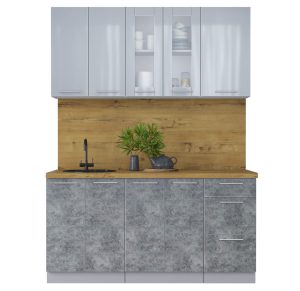 ГОТОВАЯ КУХНЯ ПЛАСТИК 1,6Б (ТУМАННЫЙ ГЛЯНЕЦ/ МРАМОР)