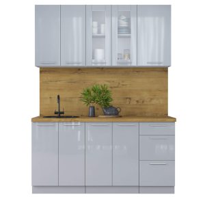 ГОТОВАЯ КУХНЯ ПЛАСТИК 1,6Б (ТУМАННЫЙ ГЛЯНЕЦ/ ТУМАННЫЙ ГЛЯНЕЦ)