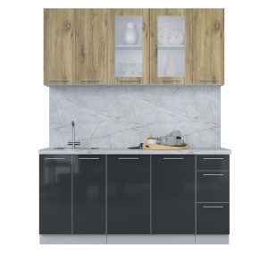 ГОТОВАЯ КУХНЯ ПЛАСТИК 1,7Б (ДУБ ЭПОКСИД/ АНТРАЦИТ)