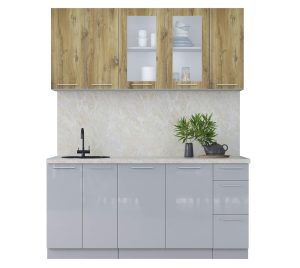 ГОТОВАЯ КУХНЯ ПЛАСТИК 1,7Б (ДУБ ЭПОКСИД/ ТУМАННЫЙ ГЛЯНЕЦ)