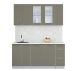 ГОТОВАЯ КУХНЯ ПЛАСТИК 1,7Б (КВАРЦЕВЫЙ/ КВАРЦЕВЫЙ)