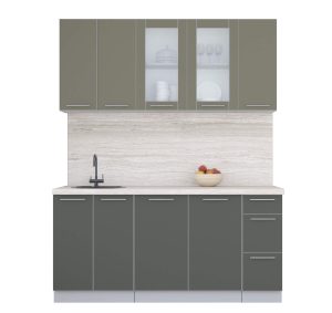 ГОТОВАЯ КУХНЯ ПЛАСТИК 1,7Б (КВАРЦЕВЫЙ/ ШТОРМ)