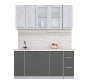 ГОТОВАЯ КУХНЯ ПЛАСТИК 1,7Б (ОКСИД СВЕТЛЫЙ/ ШТОРМ)