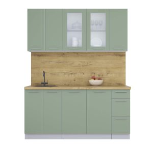 ГОТОВАЯ КУХНЯ ПЛАСТИК 1,7Б (ПОЛЫНЬ/ ПОЛЫНЬ)