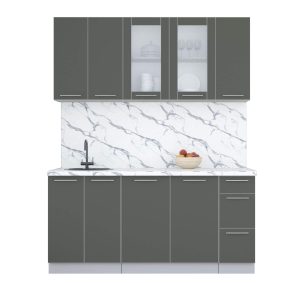 ГОТОВАЯ КУХНЯ ПЛАСТИК 1,7Б (ШТОРМ/ ШТОРМ)