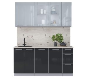 ГОТОВАЯ КУХНЯ ПЛАСТИК 1,7Б (ТУМАННЫЙ ГЛЯНЕЦ/ АНТРАЦИТ)