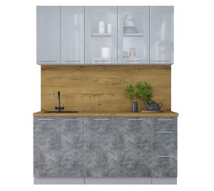 ГОТОВАЯ КУХНЯ ПЛАСТИК 1,7Б (ТУМАННЫЙ ГЛЯНЕЦ/ МРАМОР)