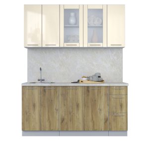 ГОТОВАЯ КУХНЯ ПЛАСТИК 1,7Б (ВАНИЛЬ ГЛЯНЕЦ/ ДУБ ЭПОКСИД)