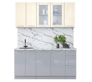 ГОТОВАЯ КУХНЯ ПЛАСТИК 1,7Б (ВАНИЛЬ ГЛЯНЕЦ/ ТУМАННЫЙ ГЛЯНЕЦ)