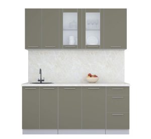 ГОТОВАЯ КУХНЯ ПЛАСТИК 1,8Б (КВАРЦЕВЫЙ/ КВАРЦЕВЫЙ)