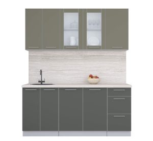 ГОТОВАЯ КУХНЯ ПЛАСТИК 1,8Б (КВАРЦЕВЫЙ/ ШТОРМ)