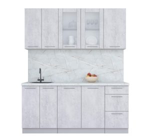 ГОТОВАЯ КУХНЯ ПЛАСТИК 1,8Б (ОКСИД СВЕТЛЫЙ/ ОКСИД СВЕТЛЫЙ)