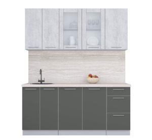 ГОТОВАЯ КУХНЯ ПЛАСТИК 1,8Б (ОКСИД СВЕТЛЫЙ/ ШТОРМ)