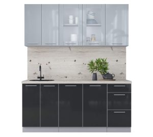 ГОТОВАЯ КУХНЯ ПЛАСТИК 1,8Б (ТУМАННЫЙ ГЛЯНЕЦ/ АНТРАЦИТ)