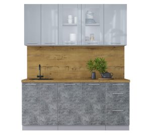 ГОТОВАЯ КУХНЯ ПЛАСТИК 1,8Б (ТУМАННЫЙ ГЛЯНЕЦ/ МРАМОР)