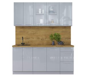 ГОТОВАЯ КУХНЯ ПЛАСТИК 1,8Б (ТУМАННЫЙ ГЛЯНЕЦ/ ТУМАННЫЙ ГЛЯНЕЦ)