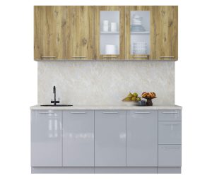 ГОТОВАЯ КУХНЯ ПЛАСТИК 1,9Б (ДУБ ЭПОКСИД/ ТУМАННЫЙ ГЛЯНЕЦ)