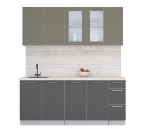 ГОТОВАЯ КУХНЯ ПЛАСТИК 1,9Б (КВАРЦЕВЫЙ/ ШТОРМ)