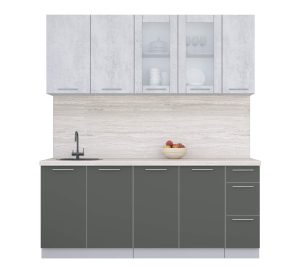 ГОТОВАЯ КУХНЯ ПЛАСТИК 1,9Б (ОКСИД СВЕТЛЫЙ/ ШТОРМ)