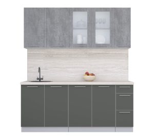 ГОТОВАЯ КУХНЯ ПЛАСТИК 1,9Б (ОКСИД ТЕМНЫЙ/ ШТОРМ)