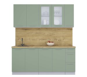 ГОТОВАЯ КУХНЯ ПЛАСТИК 1,9Б (ПОЛЫНЬ/ ПОЛЫНЬ)