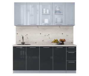 ГОТОВАЯ КУХНЯ ПЛАСТИК 1,9Б (ТУМАННЫЙ ГЛЯНЕЦ/ АНТРАЦИТ)