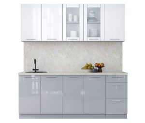 ГОТОВАЯ КУХНЯ ПЛАСТИК 2,0Б (БЕЛЫЙ ГЛЯНЕЦ/ ТУМАННЫЙ ГЛЯНЕЦ)