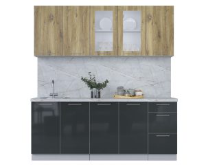 ГОТОВАЯ КУХНЯ ПЛАСТИК 2,0Б (ДУБ ЭПОСКИД/ АНТРАЦИТ)