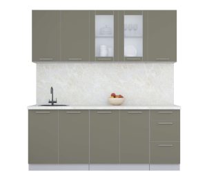 ГОТОВАЯ КУХНЯ ПЛАСТИК 2,0Б (КВАРЦЕВЫЙ/ КВАРЦЕВЫЙ)