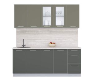 ГОТОВАЯ КУХНЯ ПЛАСТИК 2,0Б (КВАРЦЕВЫЙ/ ШТОРМ)