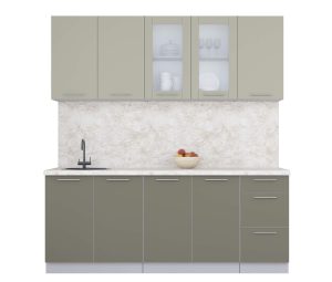 ГОТОВАЯ КУХНЯ ПЛАСТИК 2,0Б (ЛАТТЕ/ КВАРЦЕВЫЙ)