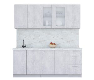 ГОТОВАЯ КУХНЯ ПЛАСТИК 2,0Б (ОКСИД СВЕТЛЫЙ/ ОКСИД СВЕТЛЫЙ)