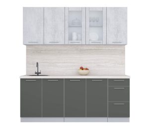 ГОТОВАЯ КУХНЯ ПЛАСТИК 2,0Б (ОКСИД СВЕТЛЫЙ/ ШТОРМ)