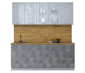 ГОТОВАЯ КУХНЯ ПЛАСТИК 2,0Б (ТУМАННЫЙ ГЛЯНЕЦ/ МРАМОР)