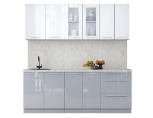 ГОТОВАЯ КУХНЯ ПЛАСТИК 2,1Б (БЕЛЫЙ ГЛЯНЕЦ/ ТУМАННЫЙ ГЛЯНЕЦ)