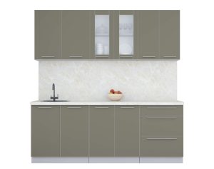 ГОТОВАЯ КУХНЯ ПЛАСТИК 2,1Б (КВАРЦЕВЫЙ/ КВАРЦЕВЫЙ)