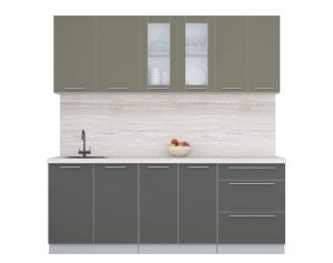 ГОТОВАЯ КУХНЯ ПЛАСТИК 2,1Б (КВАРЦЕВЫЙ/ ШТОРМ)