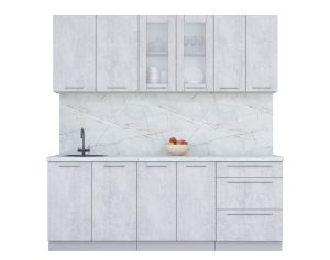 ГОТОВАЯ КУХНЯ ПЛАСТИК 2,1Б (ОКСИД СВЕТЛЫЙ/ ОКСИД СВЕТЛЫЙ)