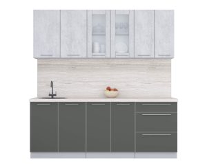 ГОТОВАЯ КУХНЯ ПЛАСТИК 2,1Б (ОКСИД СВЕТЛЫЙ/ ШТОРМ)