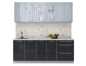 ГОТОВАЯ КУХНЯ ПЛАСТИК 2,1Б (ТУМАННЫЙ ГЛЯНЕЦ/ АНТРАЦИТ)