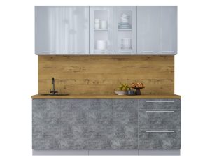 ГОТОВАЯ КУХНЯ ПЛАСТИК 2,1Б (ТУМАННЫЙ ГЛЯНЕЦ/ МРАМОР)