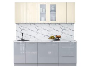 ГОТОВАЯ КУХНЯ ПЛАСТИК 2,1Б (ВАНИЛЬ ГЛЯНЕЦ/ ТУМАННЫЙ ГЛЯНЕЦ)