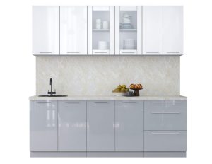 ГОТОВАЯ КУХНЯ ПЛАСТИК 2,2Б (БЕЛЫЙ ГЛЯНЕЦ/ ТУМАННЫЙ ГЛЯНЕЦ)